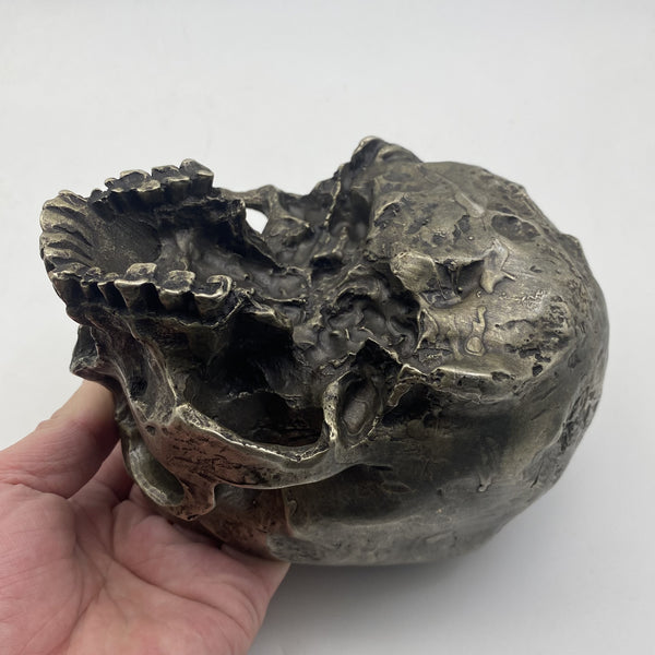 Antique Silver Skull Planter&Ashtray-Multi-Functional Decor for Keys,Succulents or Cigars, Gothic Home Desk Organizer,Halloween Gift for Men
