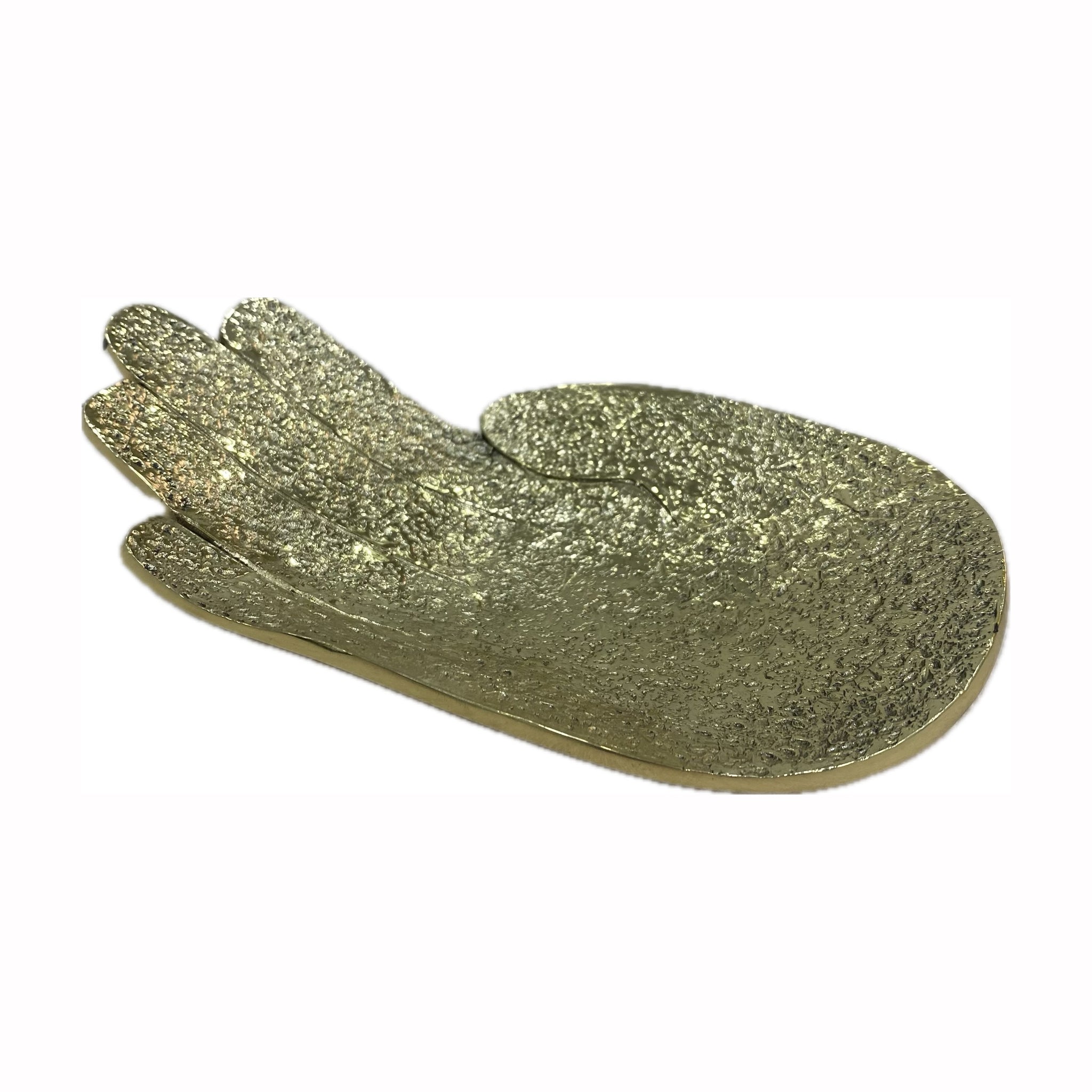 Golden Brass Hand-Shaped Tray - Unique Palm Sculpture Bowl, Modern Home Decor, Spiritual Altar Dish, Jewelry or Key Holder