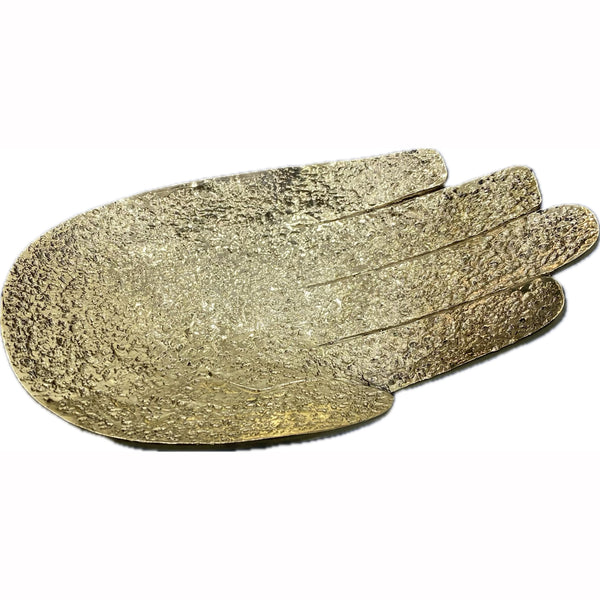 Golden Brass Hand-Shaped Tray - Unique Palm Sculpture Bowl, Modern Home Decor, Spiritual Altar Dish, Jewelry or Key Holder