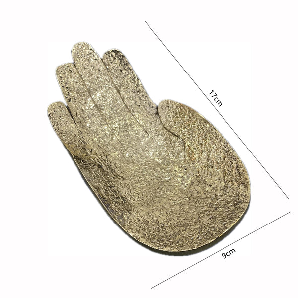 Golden Brass Hand-Shaped Tray - Unique Palm Sculpture Bowl, Modern Home Decor, Spiritual Altar Dish, Jewelry or Key Holder