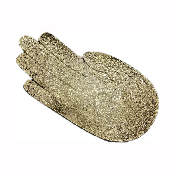 Golden Brass Hand-Shaped Tray - Unique Palm Sculpture Bowl, Modern Home Decor, Spiritual Altar Dish, Jewelry or Key Holder
