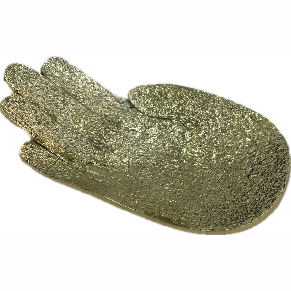Golden Brass Hand-Shaped Tray - Unique Palm Sculpture Bowl, Modern Home Decor, Spiritual Altar Dish, Jewelry or Key Holder