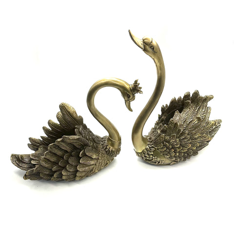 Brass Swan Couppe Figurine Handmade Bronze Sculpture House&Home Decor Ornament,Soulmates Gifts