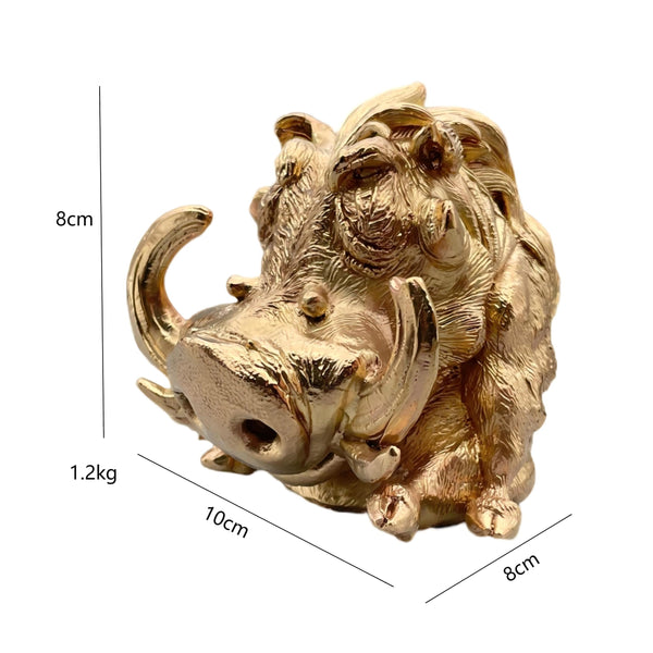 Brass Wild Boar Statue Handmade Warthog Sculpture Collectible Figurine Desk Decor Ornament