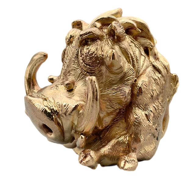 Brass Wild Boar Statue Handmade Warthog Sculpture Collectible Figurine Desk Decor Ornament