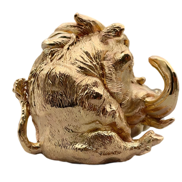 Brass Wild Boar Statue Handmade Warthog Sculpture Collectible Figurine Desk Decor Ornament