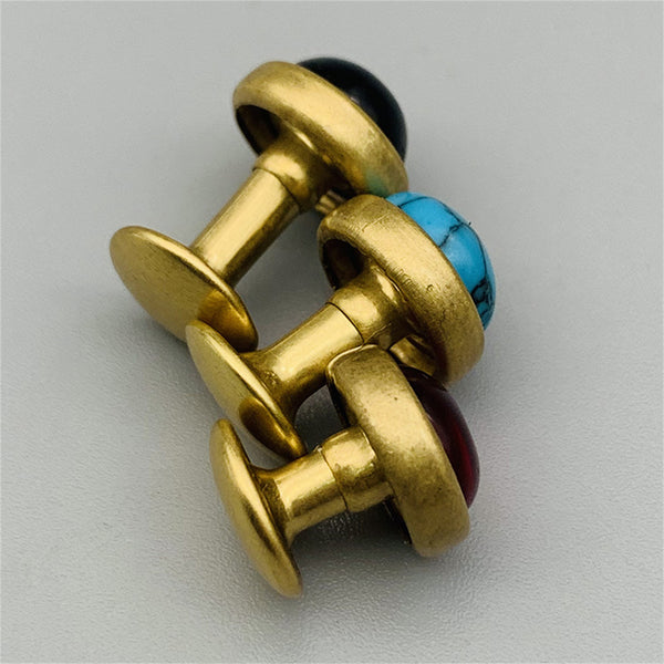 6/8/10mm Brass Turquoise Rivets,Red/Black/Blue Stone Studs,10mm Rapid Button Rivets For Leather Crafting