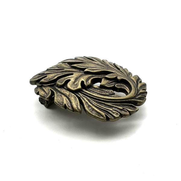 Leaf Design Brass Belt Buckle – Handcrafted Western Style Buckle