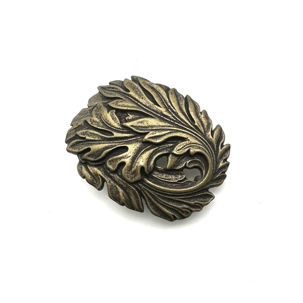 Leaf Design Brass Belt Buckle – Handcrafted Western Style Buckle