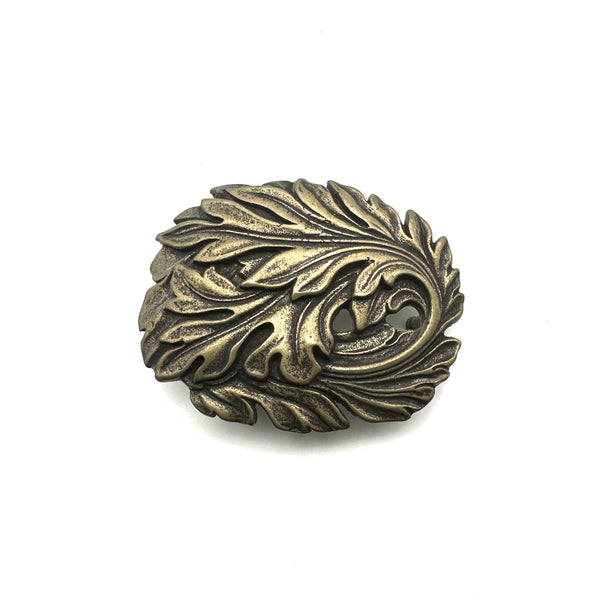 Leaf Design Brass Belt Buckle – Handcrafted Western Style Buckle