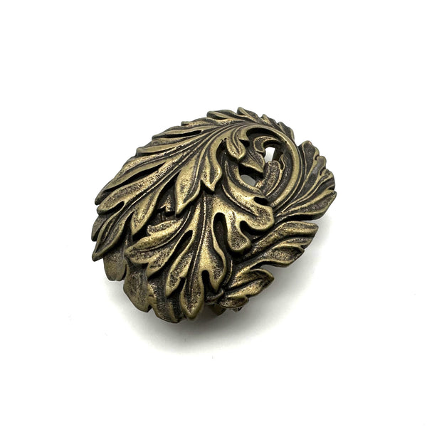 Leaf Design Brass Belt Buckle – Handcrafted Western Style Buckle