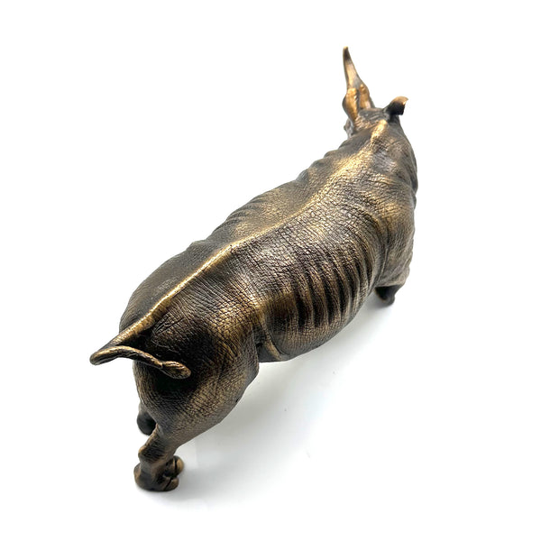 Bronze Rhino Brass Decor Ornament Rhinoceros Figurine Handmade Statue Gifts for House&Office Improvement