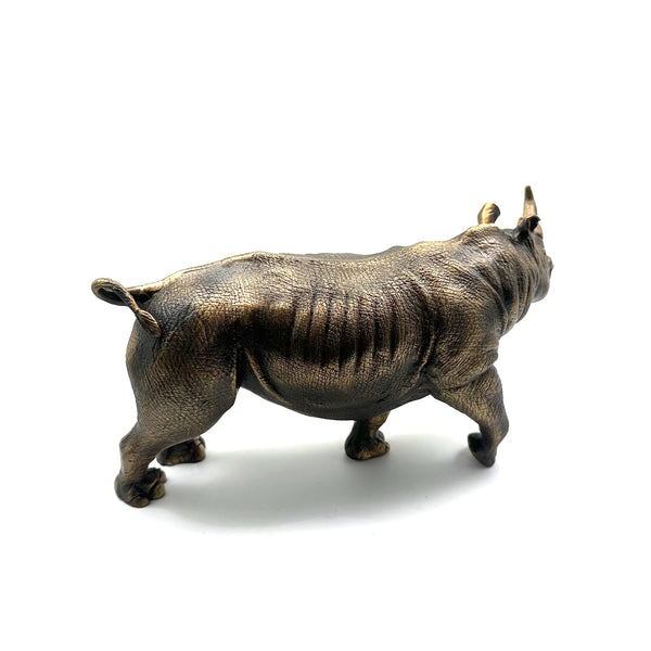 Bronze Rhino Brass Decor Ornament Rhinoceros Figurine Handmade Statue Gifts for House&Office Improvement