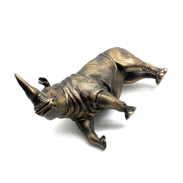 Bronze Rhino Brass Decor Ornament Rhinoceros Figurine Handmade Statue Gifts for House&Office Improvement
