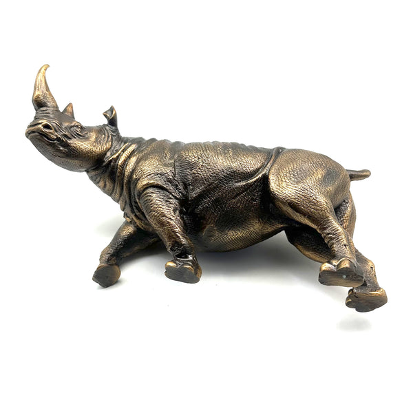 Bronze Rhino Brass Decor Ornament Rhinoceros Figurine Handmade Statue Gifts for House&Office Improvement