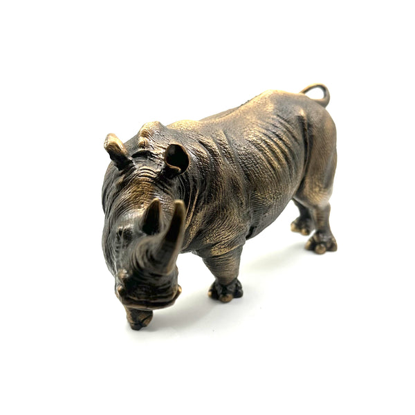 Bronze Rhino Brass Decor Ornament Rhinoceros Figurine Handmade Statue Gifts for House&Office Improvement