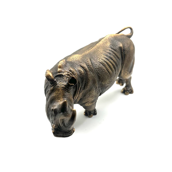 Bronze Rhino Brass Decor Ornament Rhinoceros Figurine Handmade Statue Gifts for House&Office Improvement