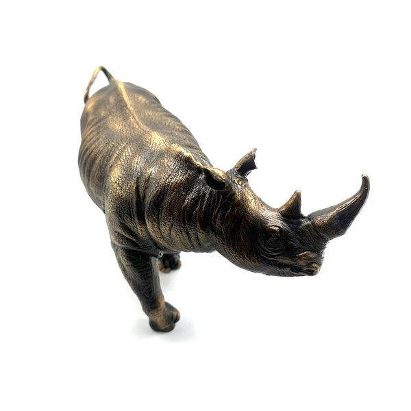 Bronze Rhino Brass Decor Ornament Rhinoceros Figurine Handmade Statue Gifts for House&Office Improvement