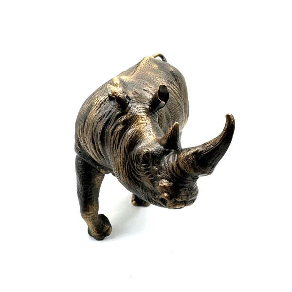 Bronze Rhino Brass Decor Ornament Rhinoceros Figurine Handmade Statue Gifts for House&Office Improvement