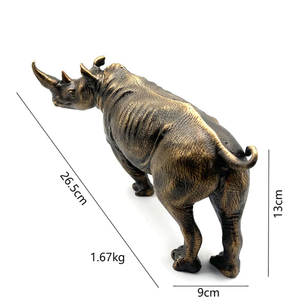 Bronze Rhino Brass Decor Ornament Rhinoceros Figurine Handmade Statue Gifts for House&Office Improvement