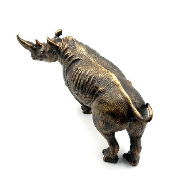 Bronze Rhino Brass Decor Ornament Rhinoceros Figurine Handmade Statue Gifts for House&Office Improvement