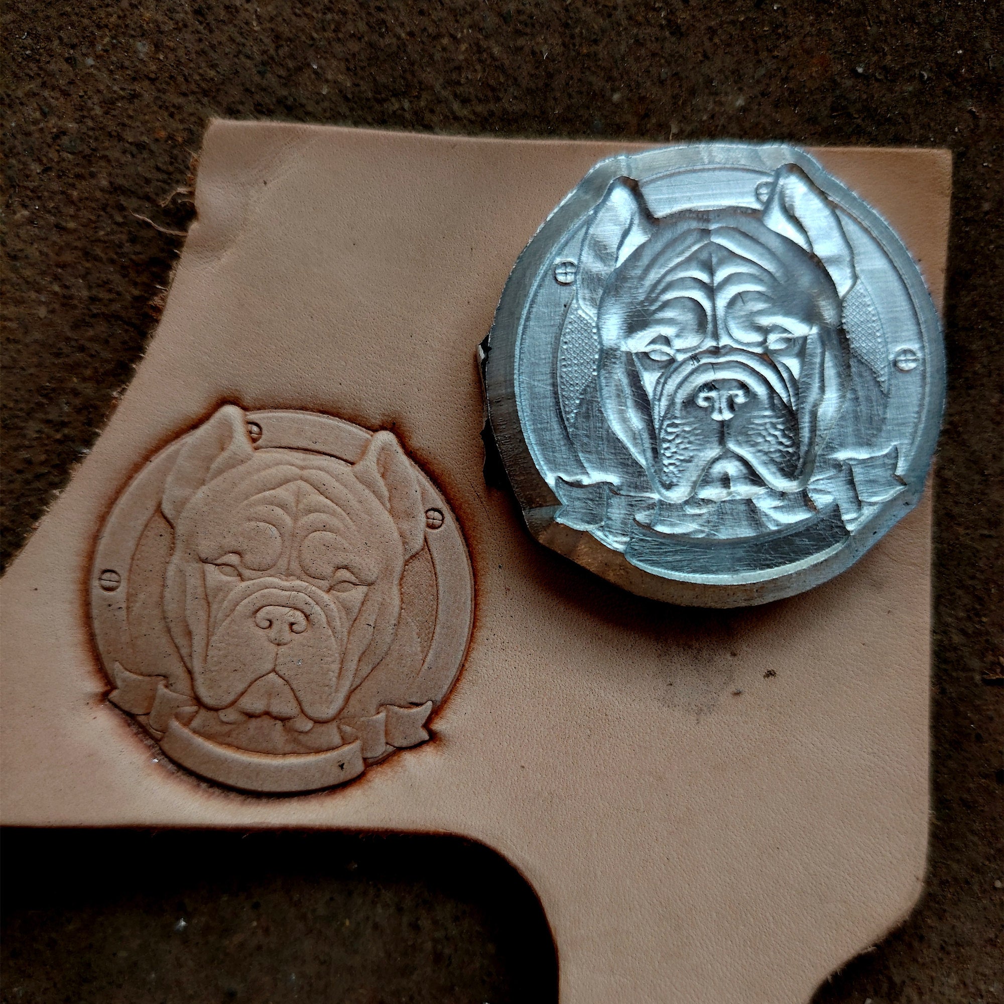 Leather Craft Shaping Mold,Bulldog Design,Leather Embossed Mold,Veg Tanned Cowhide Cold Press Stamp Mold
