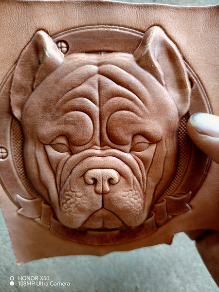 Leather Craft Shaping Mold,Bulldog Design,Leather Embossed Mold,Veg Tanned Cowhide Cold Press Stamp Mold
