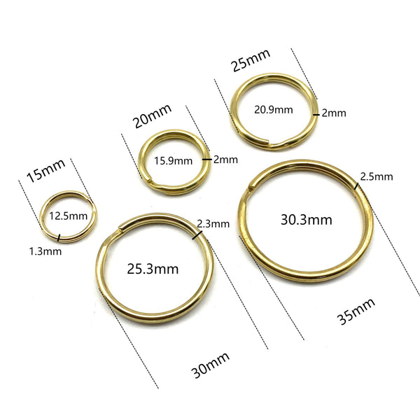 Circle Brass Key Split Rings 35mm Gold Split Ring