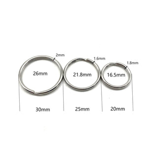 Stainless Keyrings Round Circle Split Ring 20/25/30mm