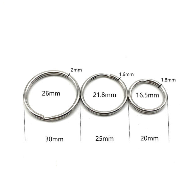 Stainless Keyrings Round Circle Split Ring 20/25/30mm