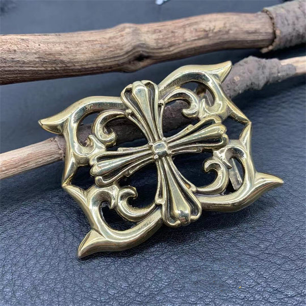 Chrome Heart Buckle Gold Shiny Belt Buckle for Leather Crafting