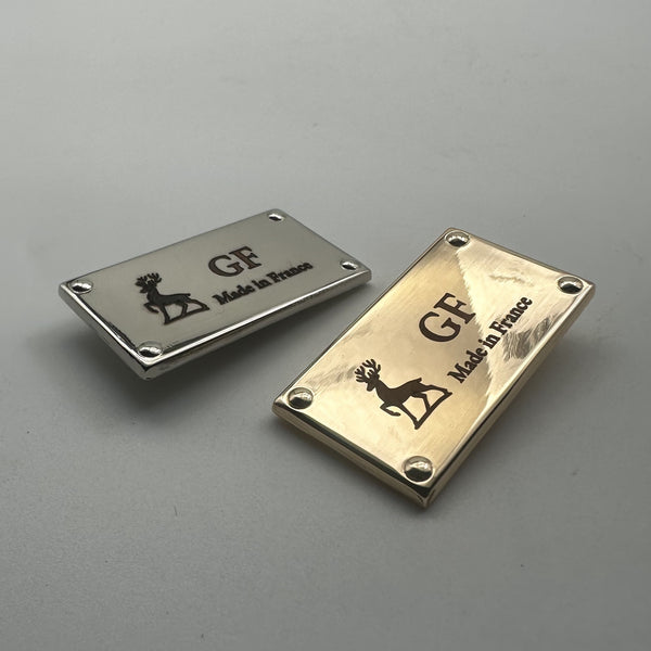 Customized Backpack Label Alloy Label Leather Bag Tag Personalized Brand Luggage Labels 40*21mm Light Gold/Silver