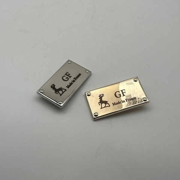 Customized Backpack Label Alloy Label Leather Bag Tag Personalized Brand Luggage Labels 40*21mm Light Gold/Silver