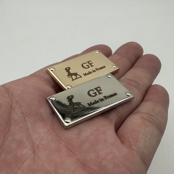 Customized Backpack Label Alloy Label Leather Bag Tag Personalized Brand Luggage Labels 40*21mm Light Gold/Silver