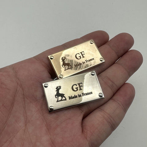 Customized Backpack Label Alloy Label Leather Bag Tag Personalized Brand Luggage Labels 40*21mm Light Gold/Silver