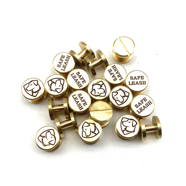 Custom Logo&Text Leather Craft Chicago Screw Rivets Flat Cap 12mm Diameter Post