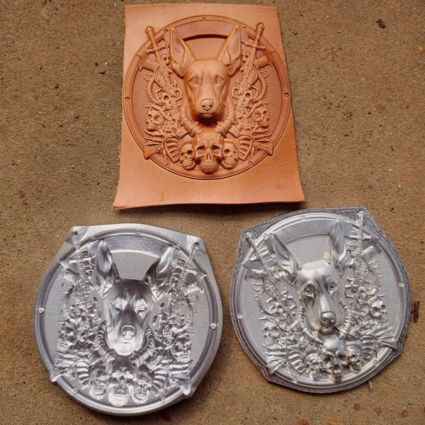 Dobermann Design Leather Embossed Mold,Veg Tanned Cowhide Cold Press Shaping Mold 