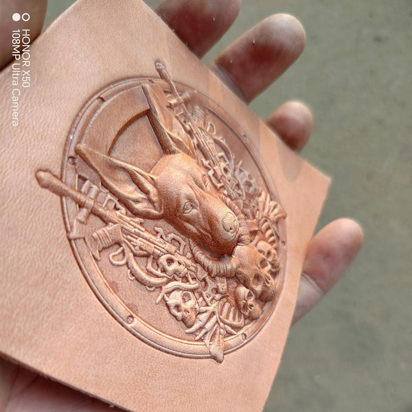 Dobermann Design Leather Embossed Mold,Veg Tanned Cowhide Cold Press Shaping Mold 