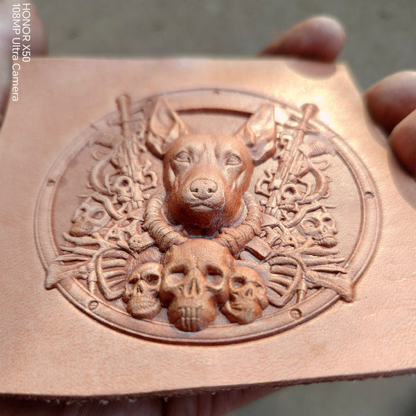 Dobermann DesignLeather Embossed Mold,Veg Tanned Cowhide Cold Press Shaping Mold 