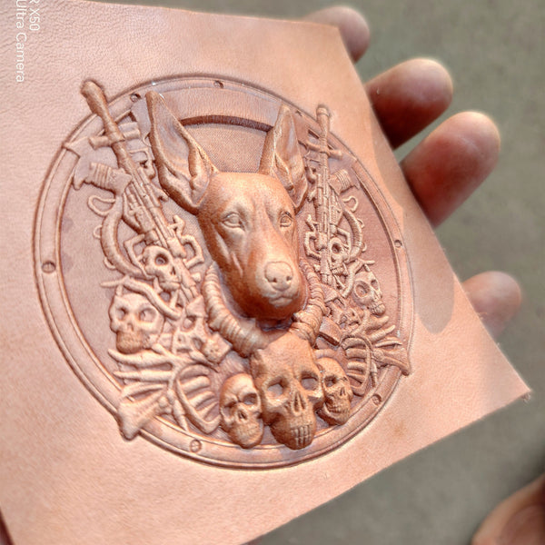 Dobermann Design Leather Embossed Mold,Veg Tanned Cowhide Cold Press Shaping Mold 