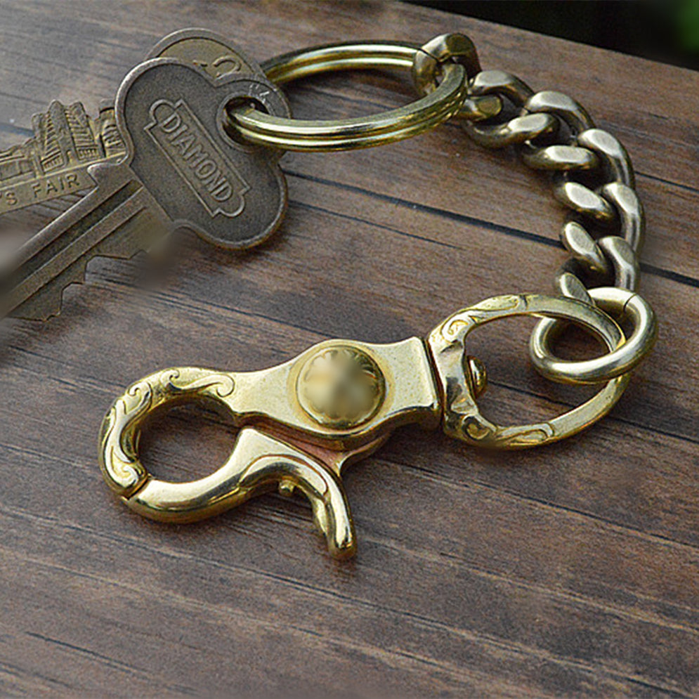 Handcrafted Men's Key Chain Snap Clasp with Curb Chain – Metal Field Shop