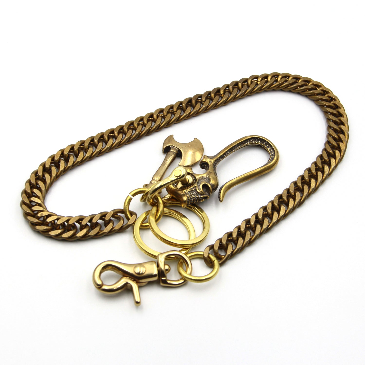 Men's Metal Field Brass Leather Wallet Chain