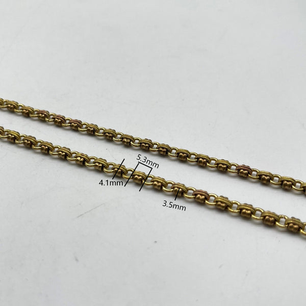 Textured Brass Double Clasp Link Chain - Retro Jewelry Making Material