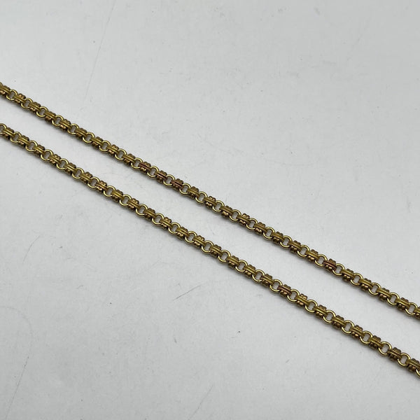 Textured Brass Double Clasp Link Chain - Retro Jewelry Making Material