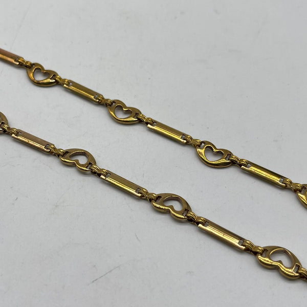 Brass Heart Bar Link Chain - Retro Jewelry Craft Accessory for Handmade Designs