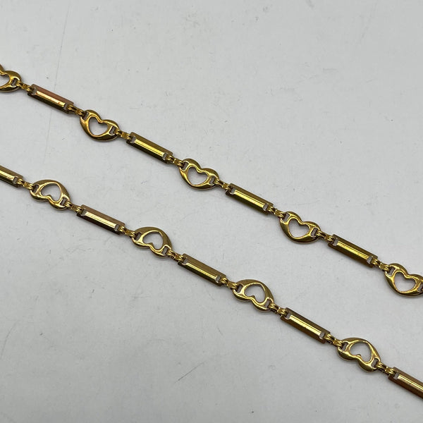 Brass Heart Bar Link Chain - Retro Jewelry Craft Accessory for Handmade Designs