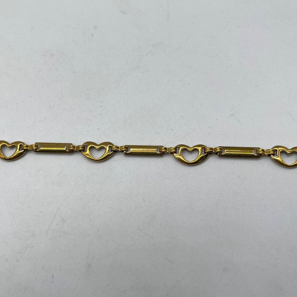 Brass Heart Bar Link Chain - Retro Jewelry Craft Accessory for Handmade Designs