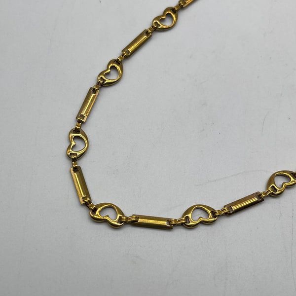 Brass Heart Bar Link Chain - Retro Jewelry Craft Accessory for Handmade Designs