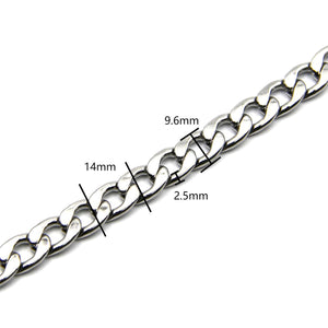 Korean NK Chain Figaro Chain Silver Flat Chain Stainless Steel Chain 9,5mm