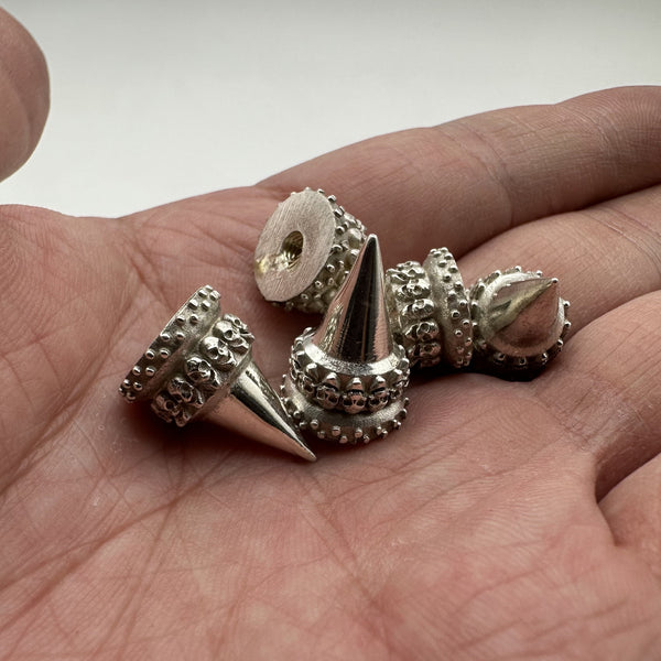 925 Sterling Silver Spike Studs Screw Back Leather Decoration Rivets 